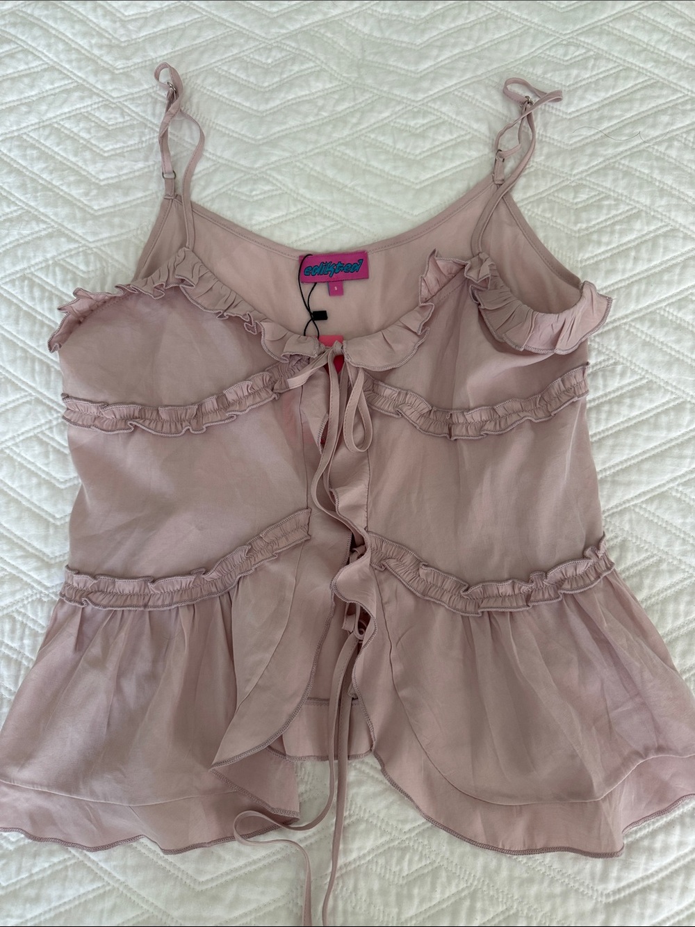 Edikted light lavender Ruffle Tie-Front Cami Top NWT